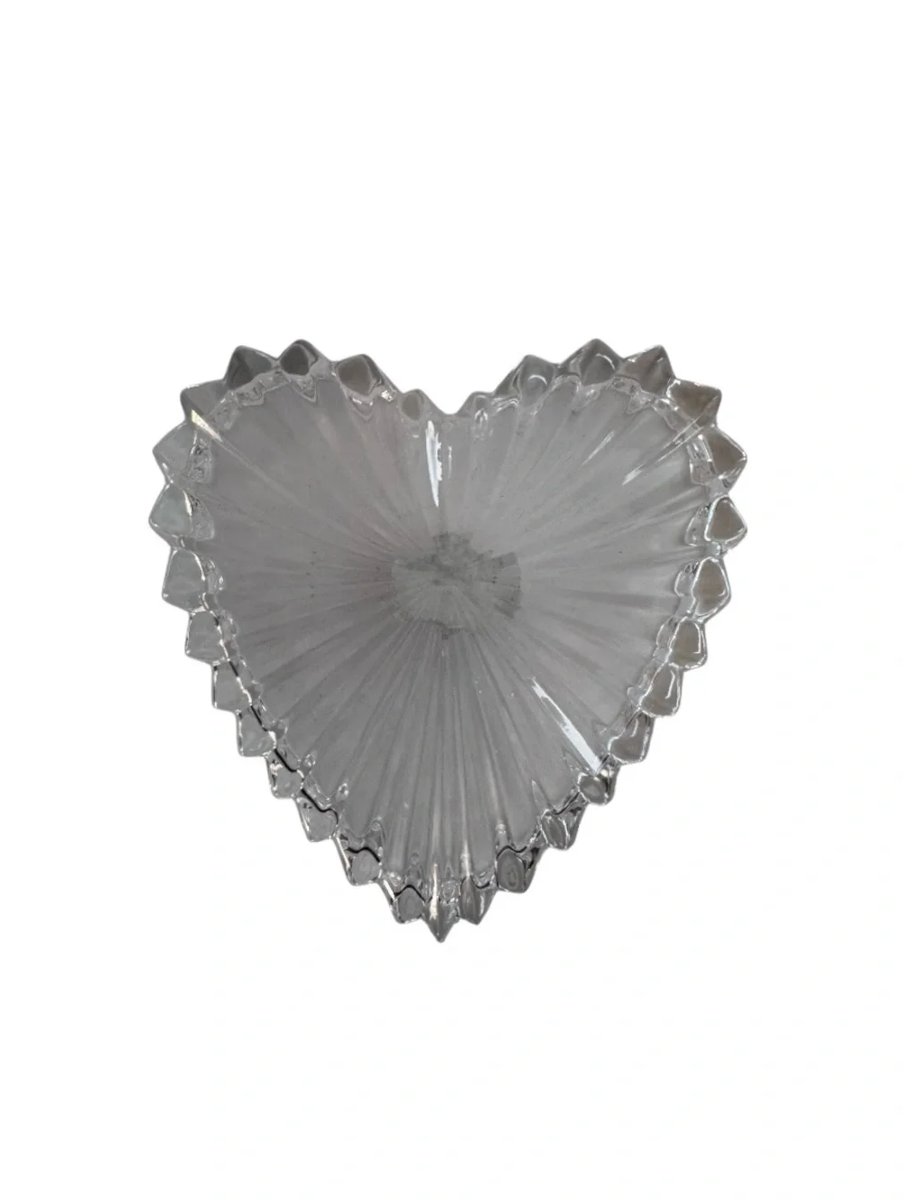 Vintage Zajecar 24% Lead Crystal Heart Trinket Dish Yugoslavia